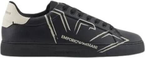 Emporio Armani Zwarte Adelaar Sneaker Aw24 Black Heren