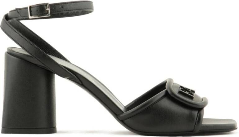 Emporio Armani Zwarte Enkelband Hak Sandalen Black Dames