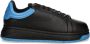 Emporio Armani Zwarte leren sneaker met hemelsblauwe retrostijl Black Heren - Thumbnail 1