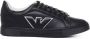 Emporio Armani Zwarte Leren Sneakers met Ingelegd Adelaarslogo Black Heren - Thumbnail 1