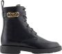 Emporio Armani Zwarte leren veterschoenen Zijrits Rubberen zool Black Dames - Thumbnail 1