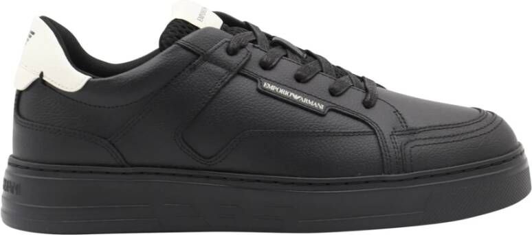 Emporio Armani Zwarte Logo Patch Sneakers Black Heren