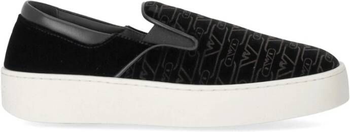 Emporio Armani Low-Top Sneakers SLIP-ON MONOGRAM SCHWARER SNEAKER in zwart