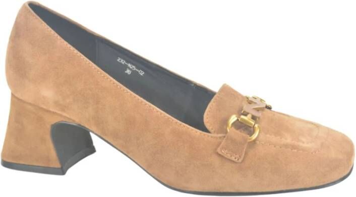 Enterprise Japan Cognac Suède Moccasin 4cm Bruin Dames