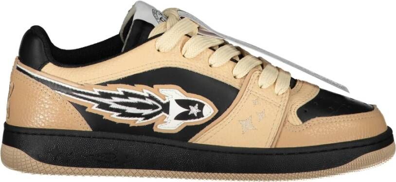 Enterprise Japan Contrasterende Leren Sneakers Beige Heren