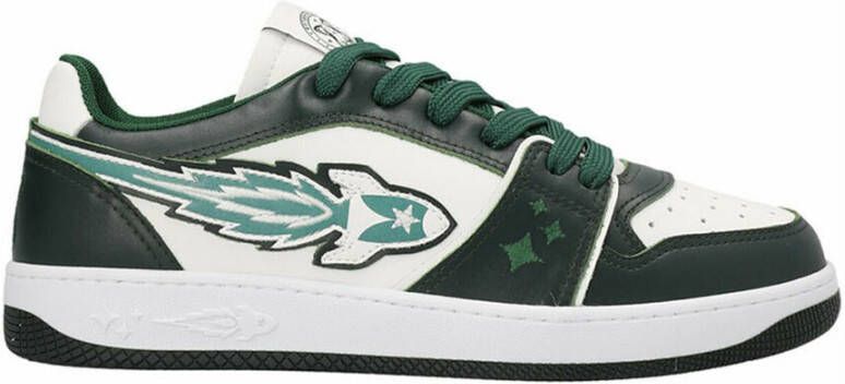 Enterprise Japan Groene Leren Sneakers met Ster Geperforeerde Neus Green Heren