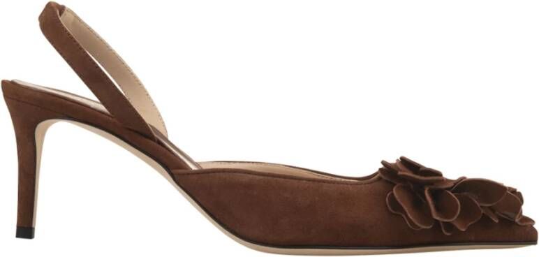 Ermanno Scervino Bruine Suède Slingback met Leren Bloemen Brown Dames