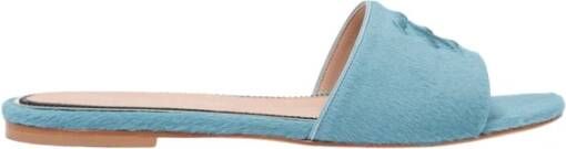 Ermanno Scervino Platte leren sandalen met gotisch monogram Blue Dames