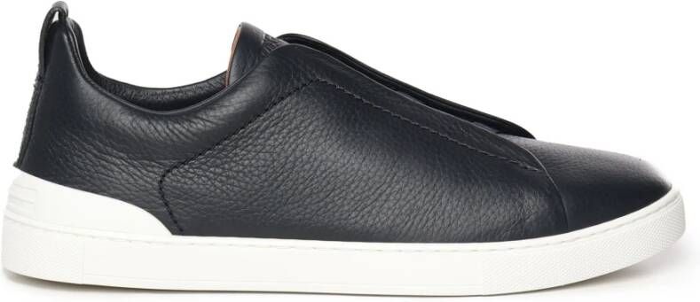 Ermenegildo Zegna Blauwe Marine Slip-On Sneakers met Elastiek Blue Heren