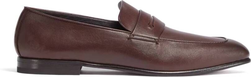 Ermenegildo Zegna Bruin leren loafers klassieke stijl Brown Heren