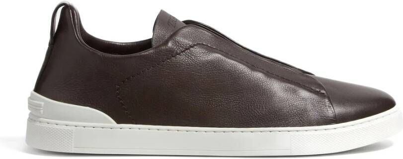 Ermenegildo Zegna Bruine leren lage sneakers Brown Heren