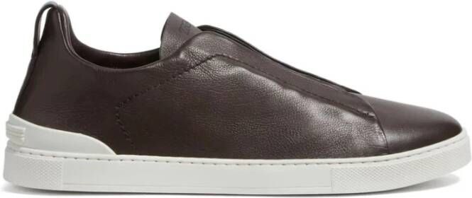 Ermenegildo Zegna Bruine Triple Stitch Sneakers Brown Heren