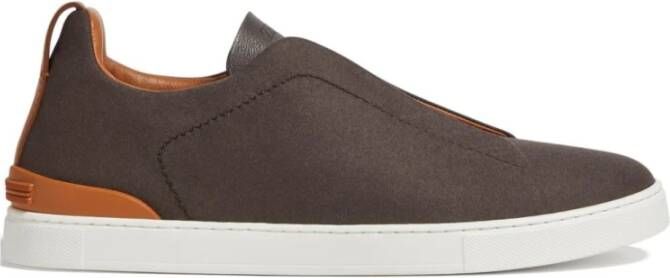 Ermenegildo Zegna Bruine Triple Stitch Wol Sneakers Brown Heren