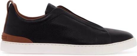 Ermenegildo Zegna Instap Sneakers van geolied leer Black Heren