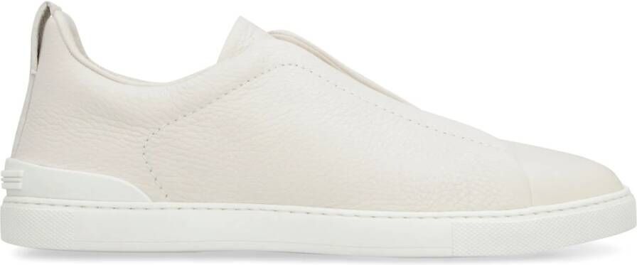 Ermenegildo Zegna Leren sneakers met driedubbele stiksels Beige Heren