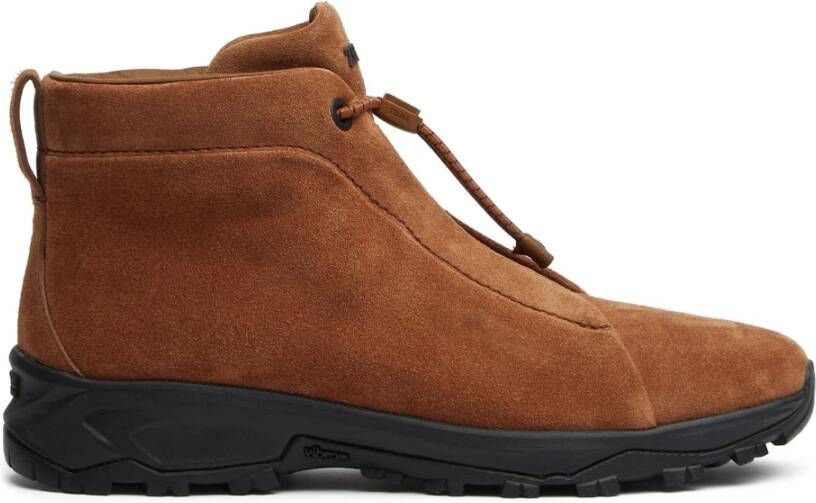 Ermenegildo Zegna Suede Hi-Top Sneakers Triple Stitch Brown Heren