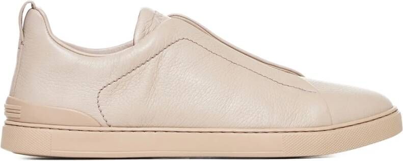 Ermenegildo Zegna Triple Stitch Low-Top Sneakers in Beige Heren