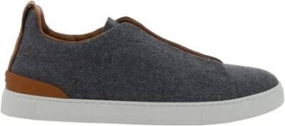 Ermenegildo Zegna Wollen Triple Stitch Slip-On Sneakers Gray Heren