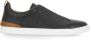 Ermenegildo Zegna Zwarte Leren Sneakers Ronde Neus Black Heren - Thumbnail 1