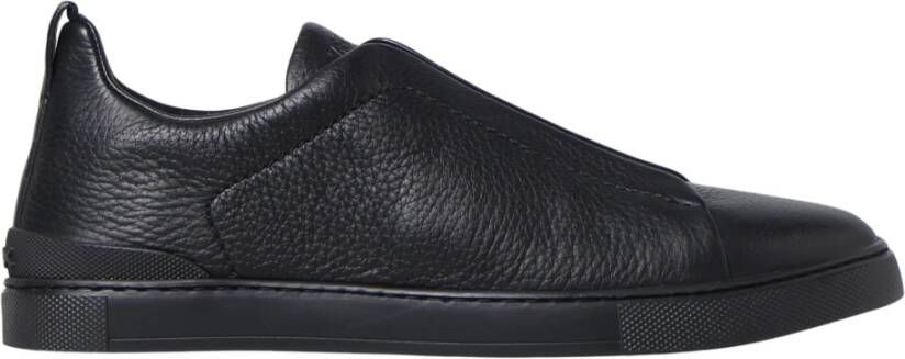 Ermenegildo Zegna Zwarte Low-Top Triple Stitch Sneakers Black Heren