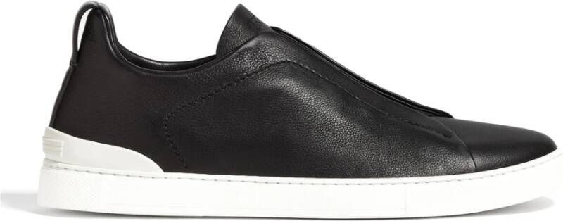 Ermenegildo Zegna Zwarte Sneaker Triple Stitch Nappa Black Heren