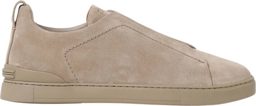 Ermenegildo Zegna Zwarte Triple Stitch Low-Top Sneakers Grijs Heren