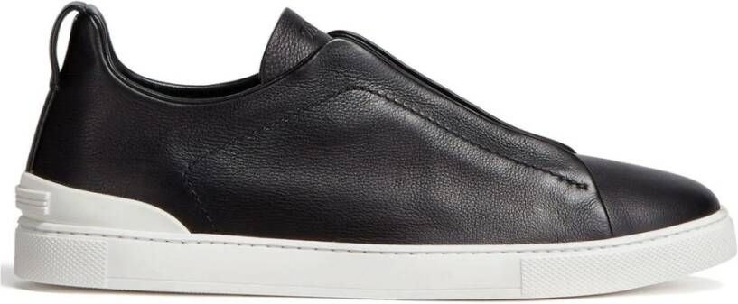 Ermenegildo Zegna Zwarte Triple Stitch Secondskin Sneakers Black Heren