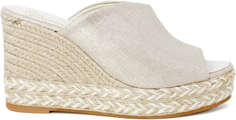 Espadrilles Gouden Blokhak Sleehakken Yellow Dames