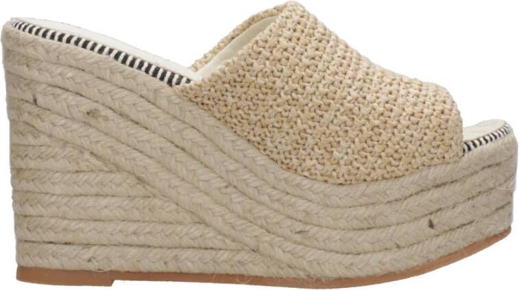 Espadrilles Raffia Open Toe Wedges Beige Dames