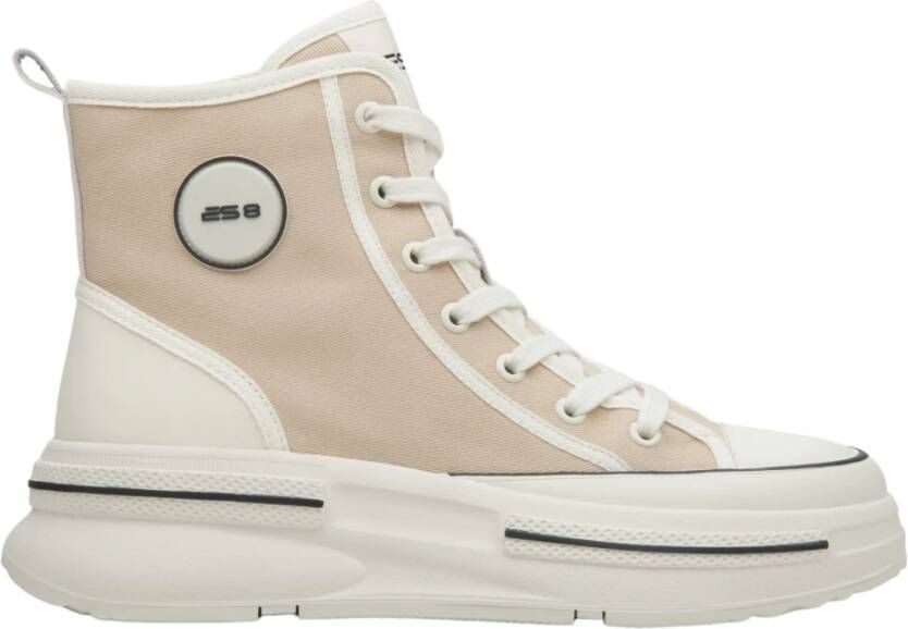 Estro Beige High-Top Sneakers Soft Textiles Beige Dames