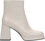 Estro Beige Platform Leren Enkellaarzen voor Dames met een Stabiele Hak Beige Dames - Thumbnail 1