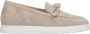 Estro Beige Velours Loafers met Decoratieve Strik Beige Dames - Thumbnail 1