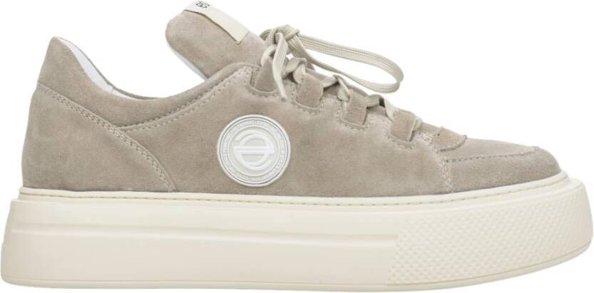 Estro Beige Velours Platform Sneakers Beige Dames