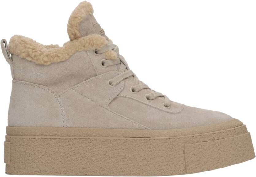 Estro Beige Wolgevoerde High-Top Sneakers met Velours voor Winter ES8 Er00115864 Beige Dames