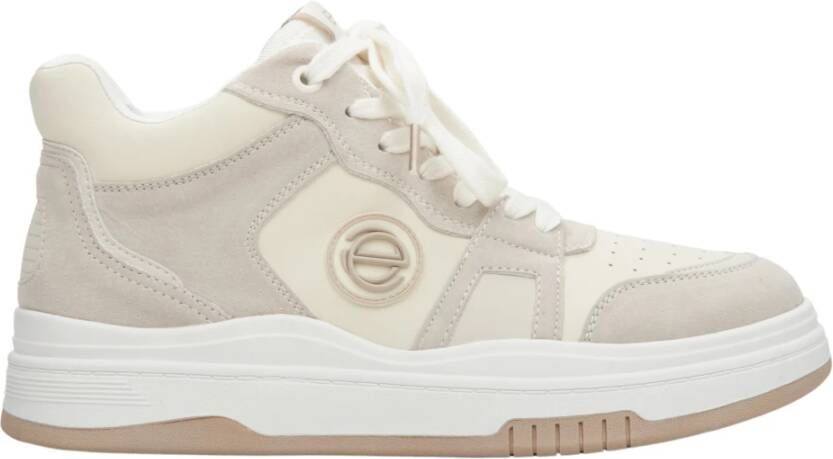 Estro Dames Beige & Witte High-Top Sneakers gemaakt van Leer en Suède Er00114290 Beige Dames