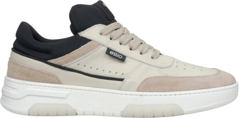 Estro Dames Beige & Zwarte Platform Sneakers gemaakt van Leer en Velours Er00115638 Multicolor Dames