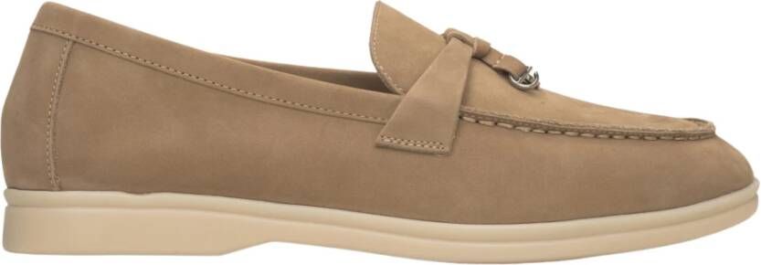 Estro Dames Beige Kwast Loafers gemaakt van Nubuck Er00114687 Beige Dames