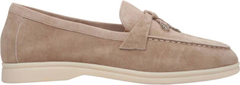 Estro Dames Beige Kwast Loafers gemaakt van Velours Er00112681 Brown Dames