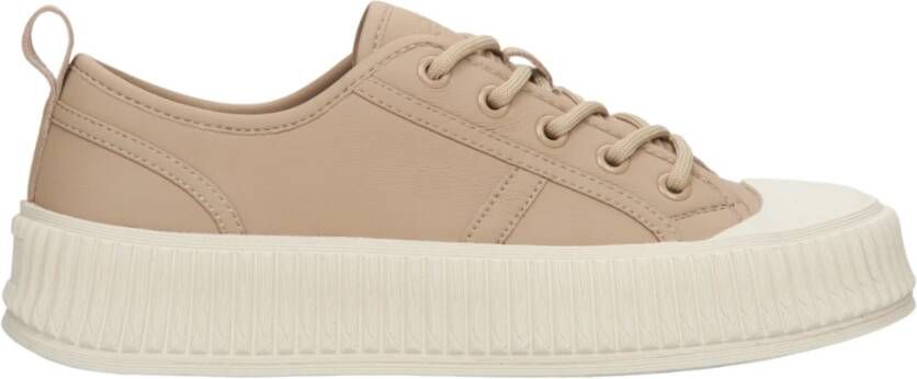 Estro Dames Beige Lage Sneakers gemaakt van Echt Leer Er00112706 Beige Dames