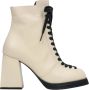 Estro Dames Beige Leren Blokhak Enkellaarzen met Veters Er00112017 Beige Dames - Thumbnail 1