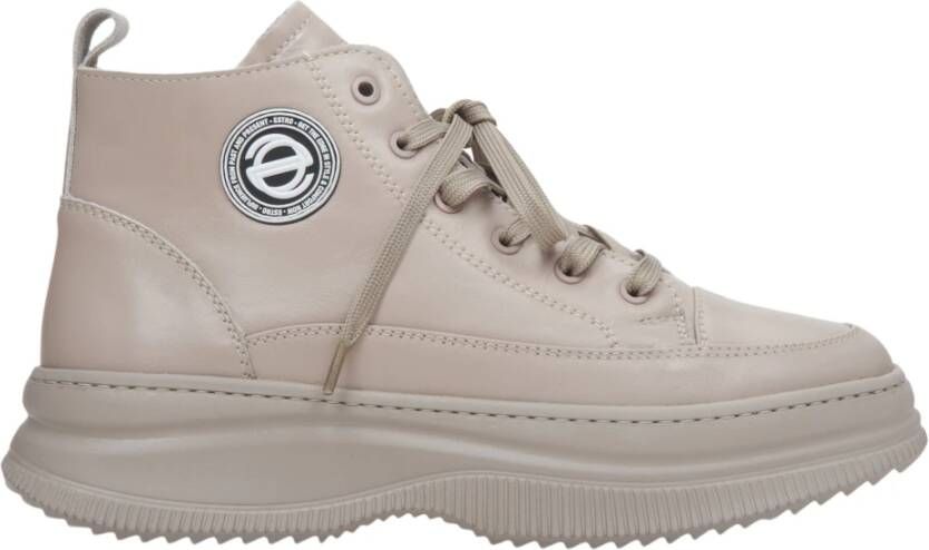 Estro Dames Beige Leren High-Top Sneakers Er00113468 Beige Dames