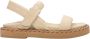 Estro Dames Beige Leren Platte Sandalen Er00111202 Beige Dames - Thumbnail 1