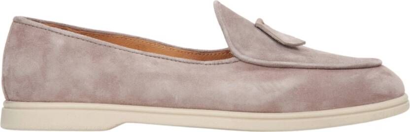 Estro Dames Beige Loafers gemaakt van Italiaans Echt Velours met Franjes Beige Dames