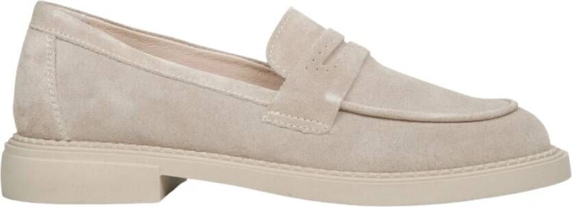 Estro Dames Beige Penny Loafers gemaakt van Echt Velours Er00114534 Beige Dames