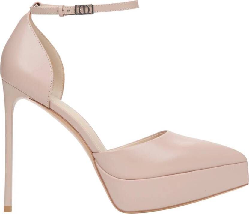 Estro Dames Beige Platform Pumps met Enkelband Er00115853 Beige Dames