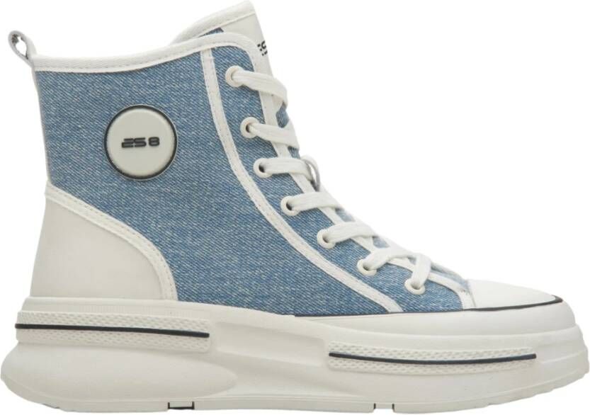 Estro Dames Blauwe High-Top Sneakers gemaakt van Zacht Textiel ES 8 Er00114602 Blue Dames