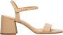 Estro Dames Blokhak Beige Sandalen gemaakt van Echt Leer Er00112883 Beige Dames - Thumbnail 1