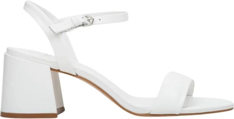 Estro Dames Blokhak Witte Sandalen gemaakt van Echt Leer Er00112424 White Dames