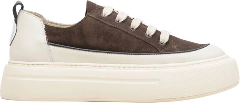 Estro Dames Bruin & Beige Lage Top Leer & Suède Sneakers Er00113499 Brown Dames