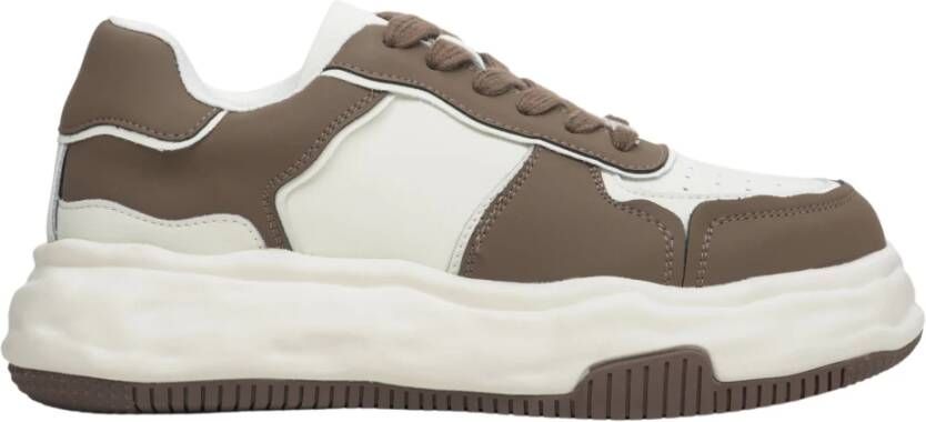 Estro Dames Bruin & Wit Laag-Top Sneakers gemaakt van Echt Leer Er00113591 Multicolor Dames